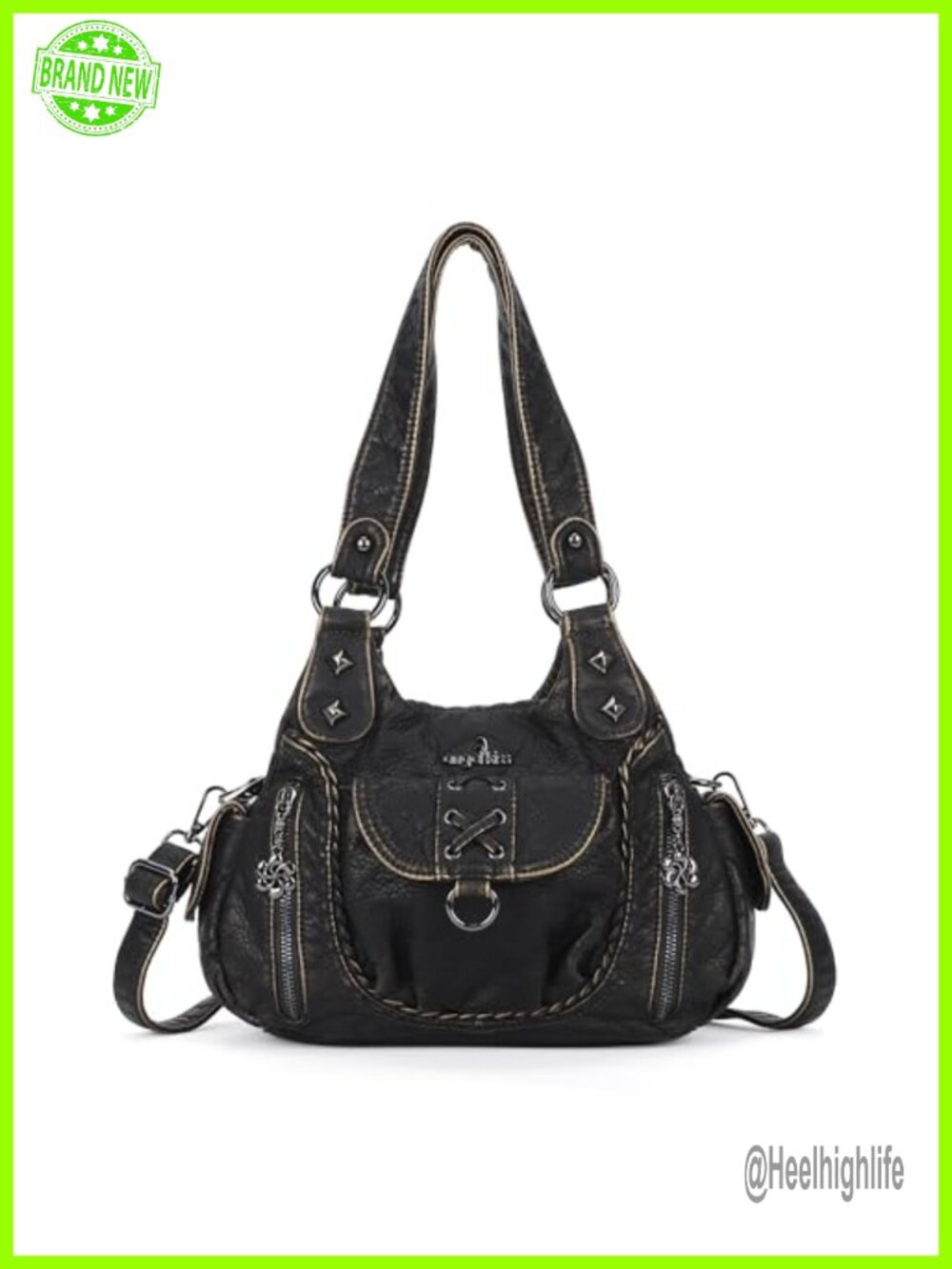 Vegan Leather Hobo Shoulder Bag Crossbody Tote Multi-Pocket Handbag